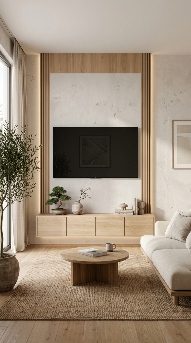 Stunning Japandi TV Wall Decor Ideas